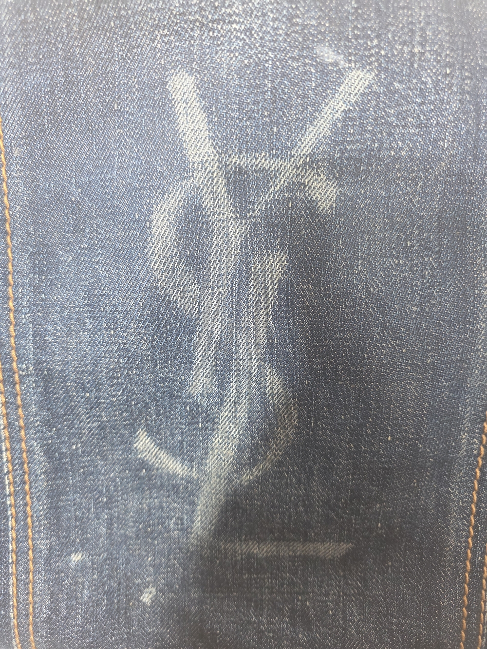 Yves Saint Laurent Rive GAUCHE Blue Denim Tote with Tan Leather Accents - Picture 2 of 16
